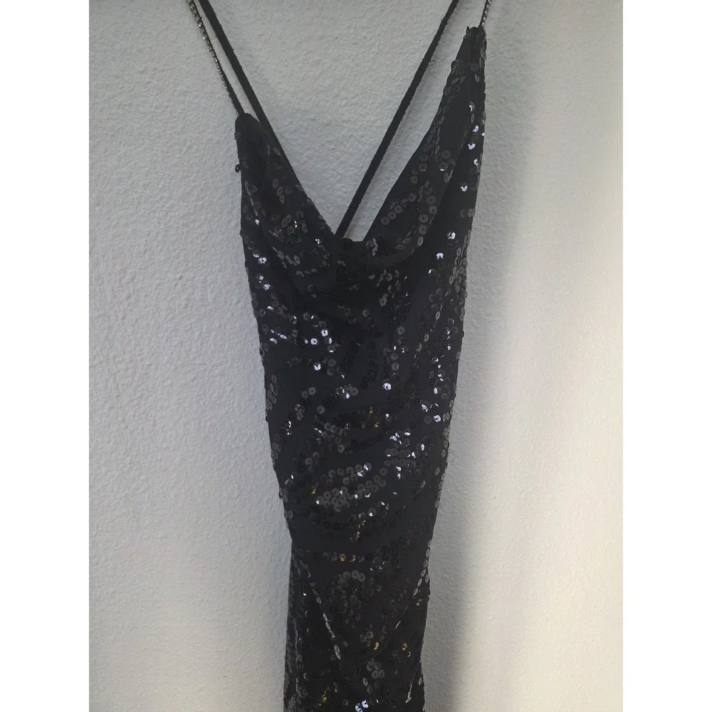 Dundas x Revolve Black Sequin Maxi Dress Size S Sleeveless Party Gown Formal